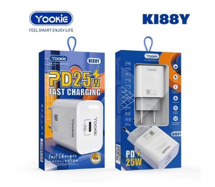 Chargers + Cables Yookie KI88 fast charger PD output 3A 25W Fast charger white
